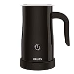 KRUPS Electric Milk Frother, One-Touch Control with Hot & Cold Foam, Non-Stick Jug, 360° Rotating Base, Auto Shut-Off, XL1008 – Black