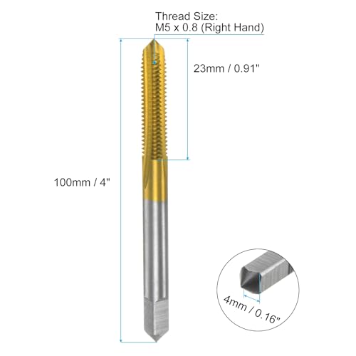 Taraud M5 extra long uxcell acier M35 titane outil contre filetages endommagés