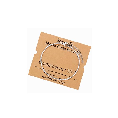 Image of JoycuFF Inspirational Morse Code Bracelets for Women Silver Beads Jewelry Encouragement Mantra Gifts for Her