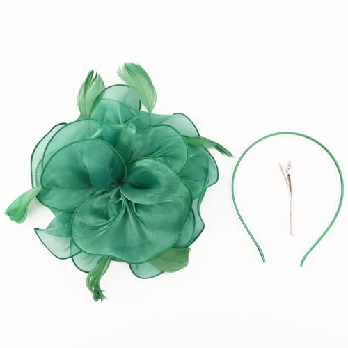 Image of DRESHOW Fascinators Hat Tea Party Headwear Ribbons Feathers on a Headband and a Clip for Women