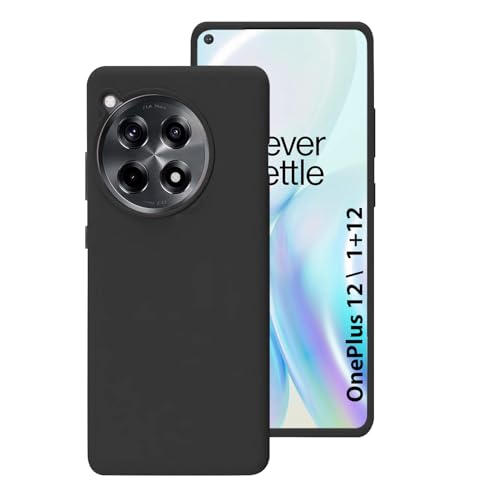 Image of LIRAMARK Liquid Silicone Soft Back Cover Case for OnePlus 12R 5G (Black)