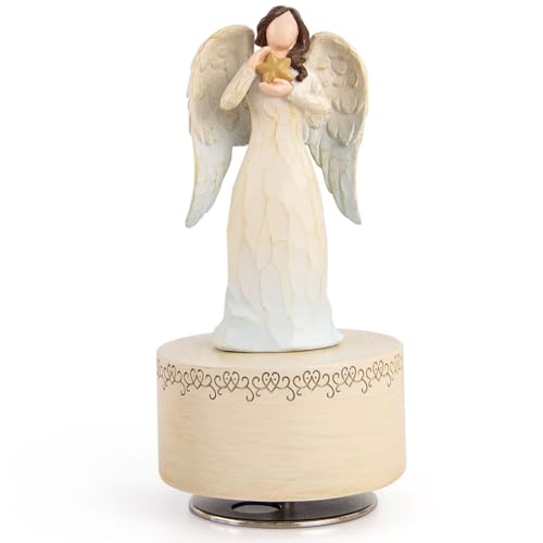 YT3 Studio Music Box with Rotating Angel Figurine Hand-Painted Sculpted Guardian Angel Musical Boxes Gifts for Women Mom Girlfriend Musical Birthday Mothers Day Keepsake Home Decor