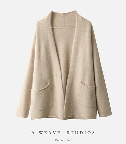 Knitted Sweater Cardigans Women's Open Front Coat 100% Merino Wool with Pockets Jacket Oversized4