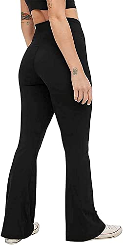 Pantalon de yoga à coupe bootcut en V pour femme - Taille haute - Jambes évasées - Pantalon de yoga - Leggings grande taille, noir, Taille S Cover