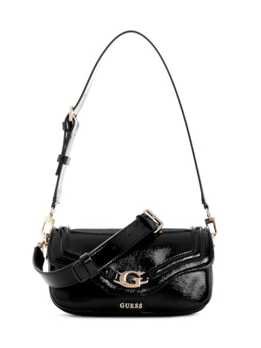 GUESS DEA Mini bolsa de ombro com aba, Preto, One Size, Bolsa de ombro Dea Mini Flap