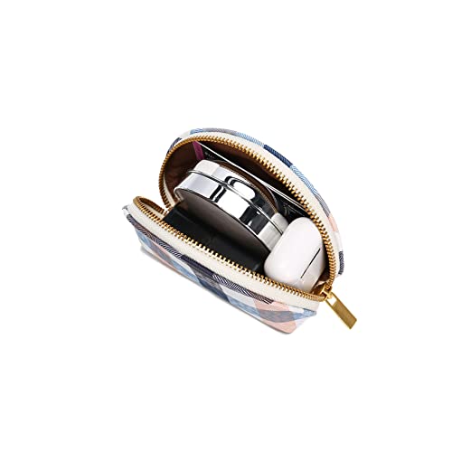 Jessyline Small Makeup Bag For Purse Luxury Checkered Cosmetic Bags For Women Plaid Pouch Set For Travel With 4 Piece Sizes Bag (Beige) #TOP5