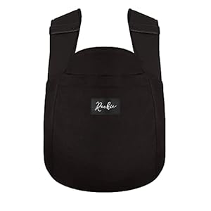 ROOKIE Babytrage Revolution – 2 Tragepositionen – Bio Baumwolle – Ergonomisch mit verstellbaren Steg – Für Neugeborene ab Geburt bis 20kg (Black/Black)