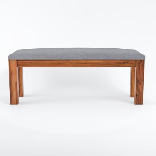 Image of Solid Wood Seating Bench for Indoor and Outdoor Uses l Bench for Daining Room, Balcouny, Office, Gym, Garden l Easy DIY l Teak Finish l 44x14.5x17.5 Inch
