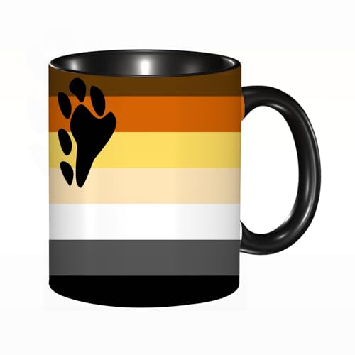 HRRASFAZF Tasse Kaffeetassen,Große 330ml Mit Henkel 100% Handbemalt kaffeebecher porzellan,Sex Gay Zeichen LGBTQ Bewegung Bär LGBT Paar Banner Pride Format in Homosexuelle,Frauen,Jahrestag,Muttertag