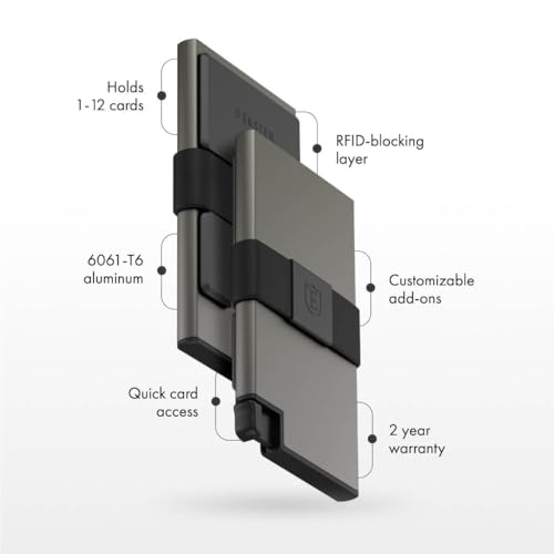 Image of Ekster Aluminum Cardholder Wallet for Men | Metal Wallets with RFID Blocking Layer | Slim & Minimalist Aluminum Wallet with Push Button for Quick Card Access (Graphite)