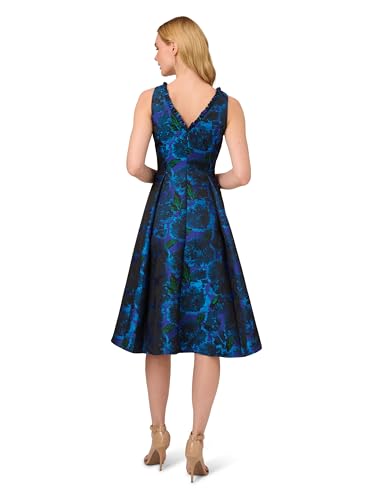 Image of Adrianna Papell Printed Jacquard High-Low Hem Party Dress