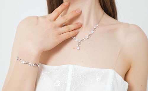 GZWHD Wedding Jewelry Sets for Bride Bridesmaid Women Cubic Zirconia Necklace Earrings Bracelet Set Gift for Mother Friend Wife Daughter Sister Party Prom Jewelry2