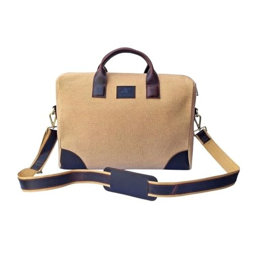 Image of Rustic Roots Laptop Bags for Men Office Use | Canvas Leather Laptop Messenger Bag | Laptop Side Bag for Man | Men's Work Briefcase Sling Bag | Casual Laptop Shoulder Bag