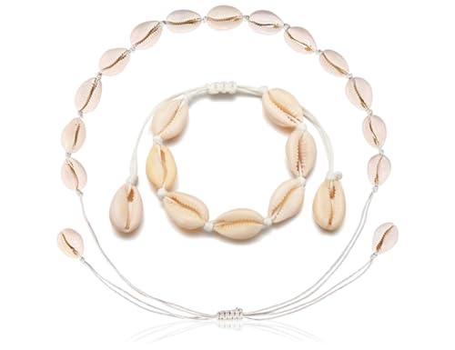 KAPSING 2 Stück Muschel Halskette Armbänder Set, 1Stück Choker...