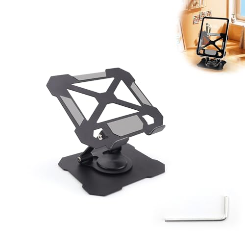 HUANR Soporte para Tablet, Aleación Aluminio Soporte Tablet Mesa Giratoria 360°, Altura Ajustable Atril para Tablet, con Llave Hexagonal, Negra, Tablet Stand para Oficina, Entretenimiento