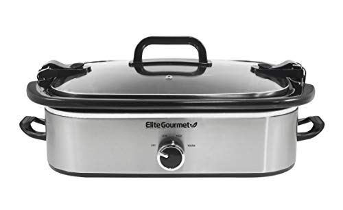 Elite Gourmet, Casseruola per cottura lenta MST-5240SS, coperchio con blocco, temperatura regolabile, mantenimento in caldo, adatta a forno e lavastoviglie, capacità 3,3 l, acciaio inox - immagine 3