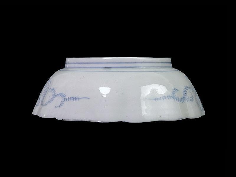 古伊万里 染付 亀甲紋に草花紋の図 膾皿 江戸期 D568AS-fbsx 人気