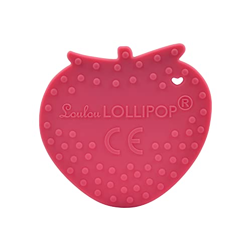Image of Silicone Teether - Food-Grade, BPA-Free Teething Relief Toy for Babies - Safe, Durable & Easy-to-Hold Infant Teether - Textured Sensory Toy for Soothing Sore Gums - Strawberry