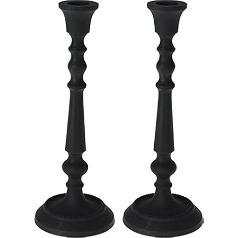 Set of 2 Elegant Matt Black Candlesticks Cover