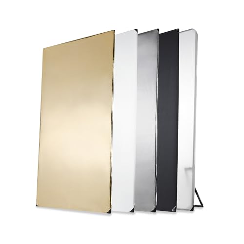 Walimex Pro 5-in-1 Reflektorpanel, 100x200 - Ideal für alle Bereiche der Fotografie, Aufhellung von Schatten, einfacher Aufbau, 5 Farboptionen, inkl....