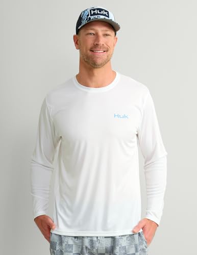 HUK Polo Hombre Pursuit Pattern, Manga Larga, Blanco, Talla Large miniatura 2