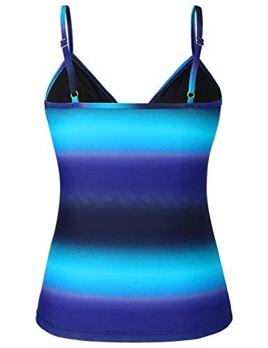 Image of Hilor Women's Tankini Tops Shirred Ruffled Swimsuits V Neck Swimwear Top