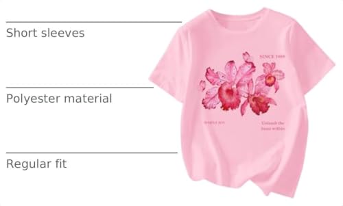 Image of RoseSeek Women's Graphic Letter Tee Crew Neck Trendy Summer Vintage T Shirt