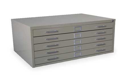 Cabinet, Flat File, 5 Drawer, Putty