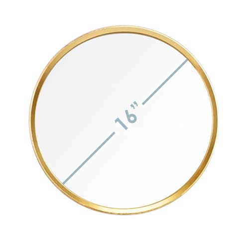 Image of Sidra Decor HD Round Wall Mirror with Metal Frame | Modern Hanging Mirror for Bathroom, Wash Basin, Bedroom, Living Room, Makeup & Home Decor (Gold 16 Inch)