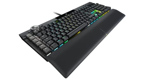 Corsair K100 RGB Tastiera gaming opto-meccanica (Interruttori OPX RGB, Retroilluminazione a LED RGB, Set di keycap in policarbonato, Poggiapolsi magnetico rimovibile in similpelle) Nero - Immagine 2