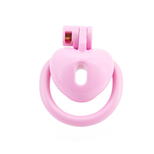 KKSEXY男の娘用貞操帯 ハート型貞操体 押し込み型貞操ロック 可愛セクシーな小鍋蓋貞操装置コック逃げることを防ぐ貞操ケージ 付き4 コック リング 大人のおもちゃ（ピンク-長い） - 画像2