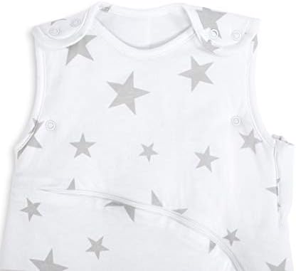SnuzPouch Baby Sleeping Bag, 2.5 Tog  Grey Star Design  Soft 100% Cotton with Zip For Easy Nappy Changing  6-18M