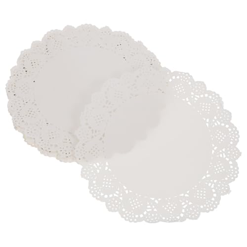 PRETYZOOM Centrini di Carta in Pizzo da 19 CM per Dolci Carta Assorbente Olio per Tortiera Rotonda Confezione da 100 Pezzi per Feste Compleanni e Matrimoni Decorazione Floreale per Uso