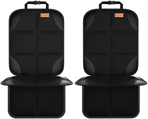 SMART ELF Car Seat Protector, 2Pack Seat Protector Protect Child Seats with Thickest Padding and Non-Slip Backing Mesh Pockets for Baby and Pet…