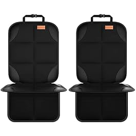 Car Seat Protector, 2Pack, Protect Child Seats with Thickest Padding and Non-Slip Backing Mesh Pockets for Baby and Pet
