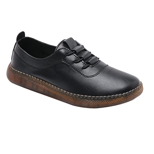 Chaussures en cuir paresseux blanc Lifkome pour femme style baskets plates de piste