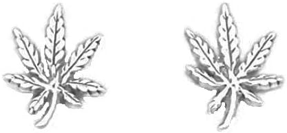 Pendientes de plata de ley 925 con hojas de marihuana y cannabis, Plata de ley