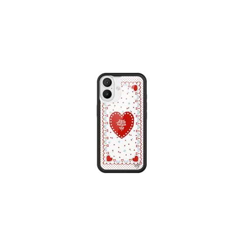 Image of Wildflower Cases - Compatible with iPhone 16 | Protective Black Bumper, 6.5ft Drop Test Certified, Women Owned Small Business | Red White Hearts Love Aesthetic Trendy Cute | Lovers Lane
