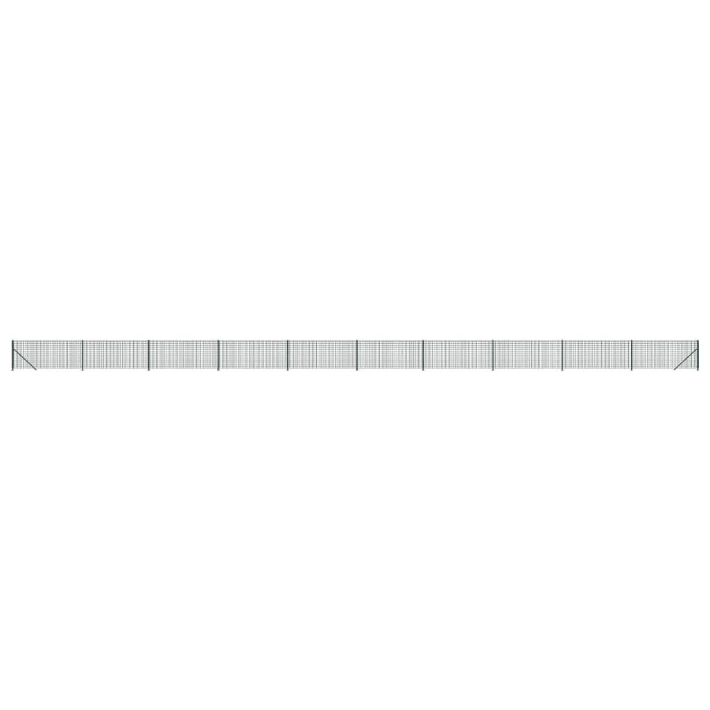 Green Wire Mesh Fence with Flange, Galvanised Steel PVC Coated 0.8x25m, Heavy Duty Garden Fencing for Pet Enclosure and Property Boundary, Weather Resistant and Flexible Interlocking Design