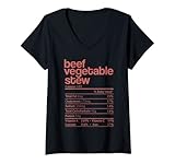 Mujer Estofado de verduras de ternera Datos nutricionales Acción de Gracias Navidad Camiseta Cuello V
