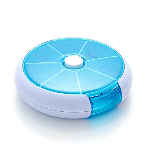 FaSoLa Weekly Pill Box for Vitamin Medicine Travel Case Rotate Portable Kit 7 Day Pills Organizer