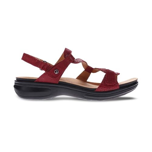 Image of Revere Emerald 3 Women's Sandals - Premium Soft Leather, Adjustable Straps & Contoured Footbed - Orthotic Arch Support for Stylish Comfort & All-Day Wear Cherry Lizard 11-11.5 M US