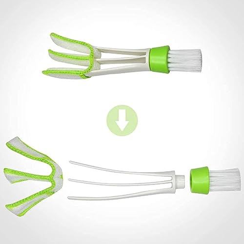 Image of White Green Car Air Vent, Automotive Air Conditioner Cleaner and Brush Double Ended Dust Blind Cleaner Car Vent Brush Blind Brush Hand Held Magic Brush Blind Duster,Cleaning Brushes and Dusters
