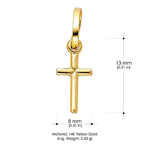 Ioka - 14K Yellow Gold or White Gold Plain Cross Pendant Religious Tiny Size Charm For Necklace or Chain3