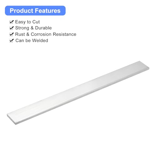 Image of uxcell Square Aluminum Flat Bar, 2Pcs 1 /4 inch Thick 1.2 inch Width 12 inch Length Square Aluminum Bar 6061 Aluminum Flat Plate, 5 x 30 x 305mm T6511 Solid New Mill Stock for Industrial Building