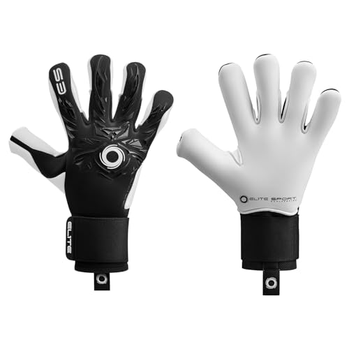 Elite Sports Revolution X Goalkeeper Gloves - Exceptional Grip with Ultra GTech Pro Latex, Moisture-Absorbing Fabric for Comfort, Flash X Cut Palm Design (Combi Black, 8)