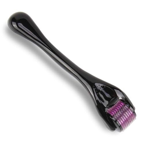 Rodillo Derma Roller con 540 agujas de titanio (1 mm) para microneedling facial, barba y cabello, promueve el crecimiento de la barba, el crecimiento del cabello y reduce las cicatrices para una piel