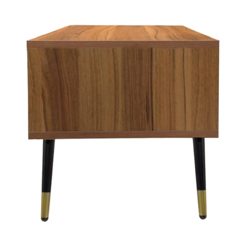 Image of MATTERHORN Noir Coffee Table - 1000x550x500 mm (LxBxH), Engineered Wood & Steel with Black & Gold Legs, Free Assembly, 1-Year Warranty - Modern Center Table for Living Room (Almond Beige Finish)