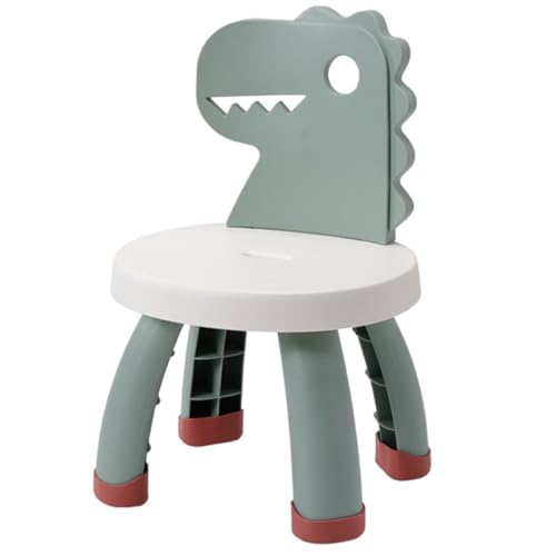 NULYLU Silla de Aprendizaje Respaldo de Dinosaurio, Taburete Antideslizante de Plástico Verde, Ergonómica y Segura para Estudio en Casa y Jardín de Infancia