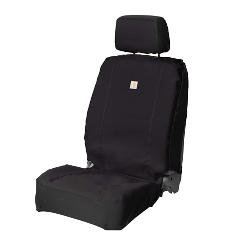 Carhartt 700D Nylon Duck Canvas Fitted Bucket Seat Cover, Durable Seat Protection with Rain Defender, Black